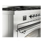 ILVE Nostalgie II 60-Inch Dual Fuel Range with 9 Sealed Burners + Griddle, 5.8 cu. ft. Oven, Stainless Steel with Chrome Trim, Liquid Propane, Triple Glass Door, UP60FNMPSSCLP