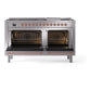 ILVE Nostalgie II 60-Inch Dual Fuel Range with 9 Sealed Burners + Griddle, 5.8 cu. ft. Oven, Stainless Steel with Copper Trim, Natural Gas, Triple Glass Door, UP60FNMPSSP