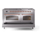 ILVE Nostalgie II 60-Inch Dual Fuel Range with 9 Sealed Burners + Griddle, 5.8 cu. ft. Oven, Stainless Steel with Copper Trim, Natural Gas, Triple Glass Door, UP60FNMPSSP