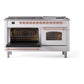 ILVE Nostalgie II 60-Inch Dual Fuel Range with 9 Sealed Burners + Griddle, 5.8 cu. ft. Oven, White with Copper Trim, Natural Gas, Triple Glass Door, UP60FNMPWHP