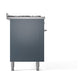 ILVE Professional Plus II 60-Inch Dual Fuel Range with 9 Sealed Burners + Griddle, 5.8 cu. ft. Oven, Blue Grey, Liquid Propane, Solid Door, UP60FQMPBGLP
