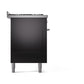 ILVE Professional Plus II 60-Inch Dual Fuel Range with 9 Sealed Burners + Griddle, 5.8 cu. ft. Oven, Glossy Black, Natural Gas, Solid Door, UP60FQMPBK