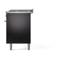 ILVE Professional Plus II 60-Inch Dual Fuel Range with 9 Sealed Burners + Griddle, 5.8 cu. ft. Oven, Glossy Black, Natural Gas, Solid Door, UP60FQMPBK