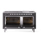 ILVE Professional Plus II 60-Inch Dual Fuel Range with 9 Sealed Burners + Griddle, 5.8 cu. ft. Oven, Graphite Matte, Natural Gas, Solid Door, UP60FQMPMG