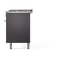 ILVE Professional Plus II 60-Inch Dual Fuel Range with 9 Sealed Burners + Griddle, 5.8 cu. ft. Oven, Graphite Matte, Natural Gas, Solid Door, UP60FQMPMG