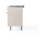 ILVE Nostalgie II 60-Inch Dual Fuel Range with 9 Sealed Burners + Griddle, 5.8 cu. ft. Oven, Antique White with Copper Trim, Liquid Propane, Solid Door, UP60FQNMPAWPLP