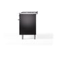 ILVE Nostalgie II 60-Inch Dual Fuel Range with 9 Sealed Burners + Griddle, 5.8 cu. ft. Oven, Glossy Black with Chrome Trim, Natural Gas, Solid Door, UP60FQNMPBKC