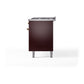 ILVE Nostalgie II 60-Inch Dual Fuel Range with 9 Sealed Burners + Griddle, 5.8 cu. ft. Oven, Burgundy with Brass Trim, Natural Gas, Solid Door, UP60FQNMPBUG