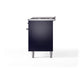 ILVE Nostalgie II 60-Inch Dual Fuel Range with 9 Sealed Burners + Griddle, 5.8 cu. ft. Oven, Midnight Blue with Chrome Trim, Natural Gas, Solid Door, UP60FQNMPMBC