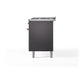 ILVE Nostalgie II 60-Inch Dual Fuel Range with 9 Sealed Burners + Griddle, 5.8 cu. ft. Oven, Graphite Matte with Brass Trim, Natural Gas, Solid Door, UP60FQNMPMGG