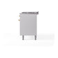 ILVE Nostalgie II 60-Inch Dual Fuel Range with 9 Sealed Burners + Griddle, 5.8 cu. ft. Oven, White with Brass Trim, Liquid Propane, Solid Door, UP60FQNMPWHGLP