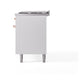 ILVE Nostalgie II 60-Inch Dual Fuel Range with 9 Sealed Burners + Griddle, 5.8 cu. ft. Oven, White with Copper Trim, Liquid Propane, Solid Door, UP60FQNMPWHPLP