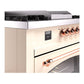 ILVE Nostalgie II 60-Inch Dual Fuel Range with 7 Sealed Burners + Griddle + French Top, 5.8 cu. ft. Oven, Antique White with Copper Trim, Liquid Propane, Triple Glass Door, UP60FSNMPAWPLP