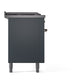 ILVE Nostalgie II 60-Inch Dual Fuel Range with 7 Sealed Burners + Griddle + French Top, 5.8 cu. ft. Oven, Blue Grey with Burnished Trim, Liquid Propane, Triple Glass Door, UP60FSNMPBGBLP