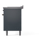 ILVE Nostalgie II 60-Inch Dual Fuel Range with 7 Sealed Burners + Griddle + French Top, 5.8 cu. ft. Oven, Blue Grey with Burnished Trim, Liquid Propane, Triple Glass Door, UP60FSNMPBGBLP