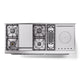 ILVE Nostalgie II 60-Inch Dual Fuel Range with 7 Sealed Burners + Griddle + French Top, 5.8 cu. ft. Oven, Blue Grey with Chrome Trim, Liquid Propane, Triple Glass Door, UP60FSNMPBGCLP
