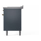 ILVE Nostalgie II 60-Inch Dual Fuel Range with 7 Sealed Burners + Griddle + French Top, 5.8 cu. ft. Oven, Blue Grey with Brass Trim, Liquid Propane, Triple Glass Door, UP60FSNMPBGGLP