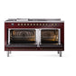 ILVE Nostalgie II 60-Inch Dual Fuel Range with 7 Sealed Burners + Griddle + French Top, 5.8 cu. ft. Oven, Burgundy with Burnished Trim, Liquid Propane, Triple Glass Door, UP60FSNMPBUBLP