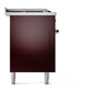 ILVE Nostalgie II 60-Inch Dual Fuel Range with 7 Sealed Burners + Griddle + French Top, 5.8 cu. ft. Oven, Burgundy with Burnished Trim, Natural Gas, Triple Glass Door, UP60FSNMPBUB