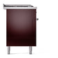 ILVE Nostalgie II 60-Inch Dual Fuel Range with 7 Sealed Burners + Griddle + French Top, 5.8 cu. ft. Oven, Burgundy with Chrome Trim, Liquid Propane, Triple Glass Door, UP60FSNMPBUCLP