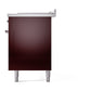 ILVE Nostalgie II 60-Inch Dual Fuel Range with 7 Sealed Burners + Griddle + French Top, 5.8 cu. ft. Oven, Burgundy with Chrome Trim, Liquid Propane, Triple Glass Door, UP60FSNMPBUCLP