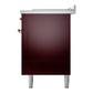 ILVE Nostalgie II 60-Inch Dual Fuel Range with 7 Sealed Burners + Griddle + French Top, 5.8 cu. ft. Oven, Burgundy with Copper Trim, Liquid Propane, Triple Glass Door, UP60FSNMPBUPLP