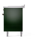 ILVE Nostalgie II 60-Inch Dual Fuel Range with 7 Sealed Burners + Griddle + French Top, 5.8 cu. ft. Oven, Emerald Green with Burnished Trim, Liquid Propane, Triple Glass Door, UP60FSNMPEGBLP