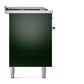 ILVE Nostalgie II 60-Inch Dual Fuel Range with 7 Sealed Burners + Griddle + French Top, 5.8 cu. ft. Oven, Emerald Green with Chrome Trim, Natural Gas, Triple Glass Door, UP60FSNMPEGC