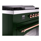 ILVE Nostalgie II 60-Inch Dual Fuel Range with 7 Sealed Burners + Griddle + French Top, 5.8 cu. ft. Oven, Emerald Green with Copper Trim, Natural Gas, Triple Glass Door, UP60FSNMPEGP
