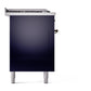 ILVE Nostalgie II 60-Inch Dual Fuel Range with 7 Sealed Burners + Griddle + French Top, 5.8 cu. ft. Oven, Midnight Blue with Burnished Trim, Liquid Propane, Triple Glass Door, UP60FSNMPMBBLP