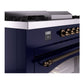ILVE Nostalgie II 60-Inch Dual Fuel Range with 7 Sealed Burners + Griddle + French Top, 5.8 cu. ft. Oven, Midnight Blue with Burnished Trim, Natural Gas, Triple Glass Door, UP60FSNMPMBB