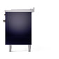 ILVE Nostalgie II 60-Inch Dual Fuel Range with 7 Sealed Burners + Griddle + French Top, 5.8 cu. ft. Oven, Midnight Blue with Burnished Trim, Natural Gas, Triple Glass Door, UP60FSNMPMBB