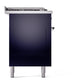 ILVE Nostalgie II 60-Inch Dual Fuel Range with 7 Sealed Burners + Griddle + French Top, 5.8 cu. ft. Oven, Midnight Blue with Chrome Trim, Natural Gas, Triple Glass Door, UP60FSNMPMBC