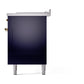 ILVE Nostalgie II 60-Inch Dual Fuel Range with 7 Sealed Burners + Griddle + French Top, 5.8 cu. ft. Oven, Midnight Blue with Brass Trim, Natural Gas, Triple Glass Door, UP60FSNMPMBG