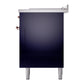 ILVE Nostalgie II 60-Inch Dual Fuel Range with 7 Sealed Burners + Griddle + French Top, 5.8 cu. ft. Oven, Midnight Blue with Copper Trim, Liquid Propane, Triple Glass Door, UP60FSNMPMBPLP
