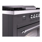 ILVE Nostalgie II 60-Inch Dual Fuel Range with 7 Sealed Burners + Griddle + French Top, 5.8 cu. ft. Oven, Graphite Matte with Chrome Trim, Liquid Propane, Triple Glass Door, UP60FSNMPMGCLP