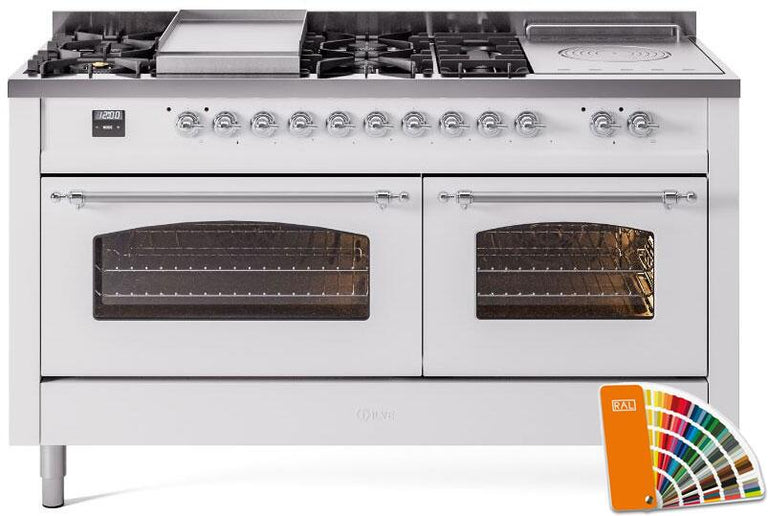 ILVE Nostalgie II 60" Dual Fuel Propane Gas Range in RAL Custom Color with Chrome Trim, UP60FSNMPRACLP