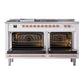ILVE Nostalgie II 60-Inch Dual Fuel Range with 7 Sealed Burners + Griddle + French Top, 5.8 cu. ft. Oven, RAL with Copper Trim, Natural Gas, Triple Glass Door, UP60FSNMPRAP