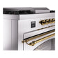 ILVE Nostalgie II 60-Inch Dual Fuel Range with 7 Sealed Burners + Griddle + French Top, 5.8 cu. ft. Oven, Stainless Steel with Brass Trim, Liquid Propane, Triple Glass Door, UP60FSNMPSSGLP