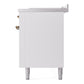 ILVE Nostalgie II 60-Inch Dual Fuel Range with 7 Sealed Burners + Griddle + French Top, 5.8 cu. ft. Oven, White with Burnished Trim, Natural Gas, Triple Glass Door, UP60FSNMPWHB
