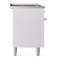 ILVE Nostalgie II 60-Inch Dual Fuel Range with 7 Sealed Burners + Griddle + French Top, 5.8 cu. ft. Oven, White with Chrome Trim, Liquid Propane, Triple Glass Door, UP60FSNMPWHCLP