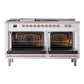 ILVE Nostalgie II 60-Inch Dual Fuel Range with 7 Sealed Burners + Griddle + French Top, 5.8 cu. ft. Oven, White with Copper Trim, Liquid Propane, Triple Glass Door, UP60FSNMPWHPLP