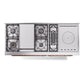 ILVE Nostalgie II 60-Inch Dual Fuel Range with 7 Sealed Burners + Griddle + French Top, 5.8 cu. ft. Oven, White with Copper Trim, Natural Gas, Triple Glass Door, UP60FSNMPWHP