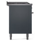 ILVE Professional Plus II 60-Inch Dual Fuel Range with 7 Sealed Burners + Griddle + French Top, 5.8 cu. ft. Oven, Blue Grey, Natural Gas, Solid Door, UP60FSQMPBG