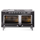 ILVE Professional Plus II 60-Inch Dual Fuel Range with 7 Sealed Burners + Griddle + French Top, 5.8 cu. ft. Oven, Glossy Black, Liquid Propane, Solid Door, UP60FSQMPBKLP