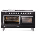 ILVE Professional Plus II 60-Inch Dual Fuel Range with 7 Sealed Burners + Griddle + French Top, 5.8 cu. ft. Oven, Glossy Black, Natural Gas, Solid Door, UP60FSQMPBK