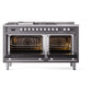 ILVE Professional Plus II 60-Inch Dual Fuel Range with 7 Sealed Burners + Griddle + French Top, 5.8 cu. ft. Oven, Graphite Matte, Liquid Propane, Solid Door, UP60FSQMPMGLP