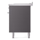 ILVE Professional Plus II 60-Inch Dual Fuel Range with 7 Sealed Burners + Griddle + French Top, 5.8 cu. ft. Oven, Graphite Matte, Natural Gas, Solid Door, UP60FSQMPMG