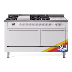 ILVE Professional Plus II 60-Inch Dual Fuel Range with 7 Sealed Burners + Griddle + French Top, 5.8 cu. ft. Oven, RAL, Natural Gas, Solid Door, UP60FSQMPRA
