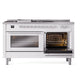 ILVE Professional Plus II 60-Inch Dual Fuel Range with 7 Sealed Burners + Griddle + French Top, 5.8 cu. ft. Oven, White, Natural Gas, Solid Door, UP60FSQMPWH